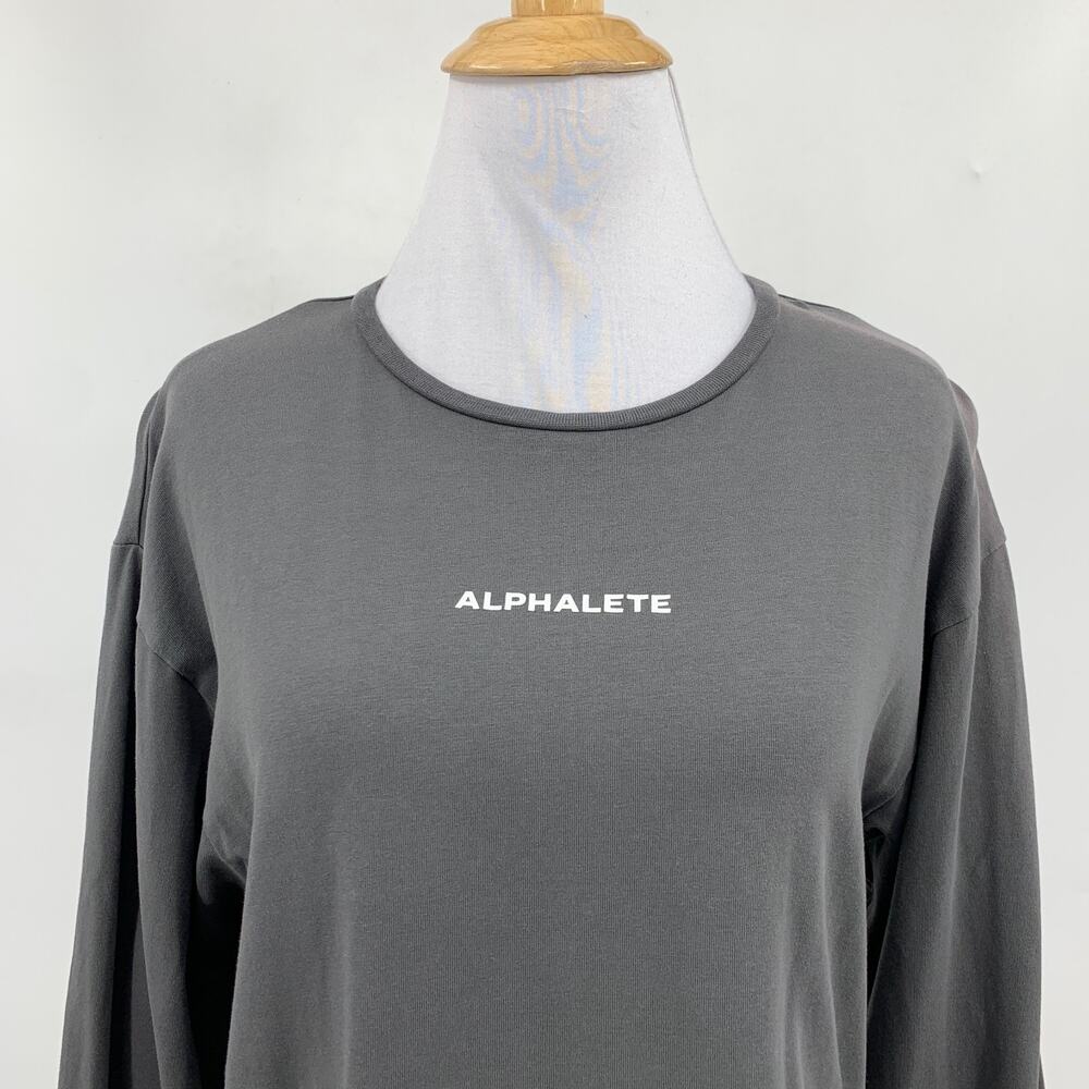 Alphalete Top Womens S Small Graphite Lifestyle Fit Long Sleeve Athletic Cropped - Picture 3 of 11